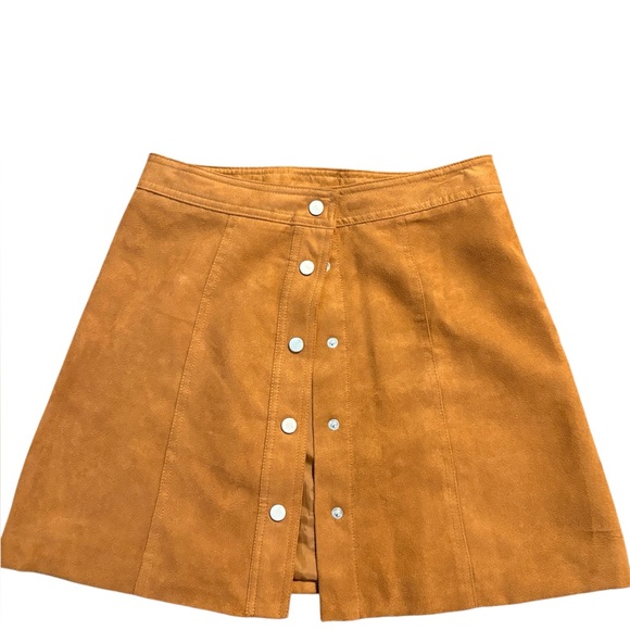 H&M DIVIDED Button-Front Brown Skirt faux suede like new condition. - Picture 1 of 7